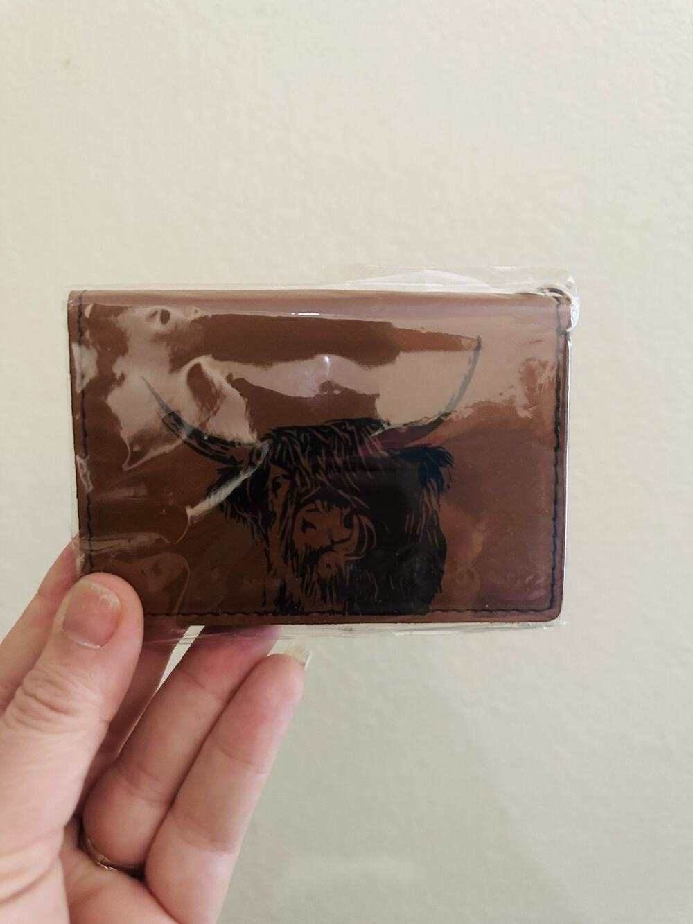 New Wallet with Highland Cow Design, Brown